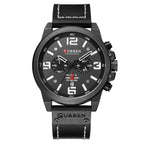 Montre à quartz pour homme avec bracelet en cuir, cadran de 47 mm
