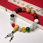 Bracelet de prière en graines de bodhi multicolores