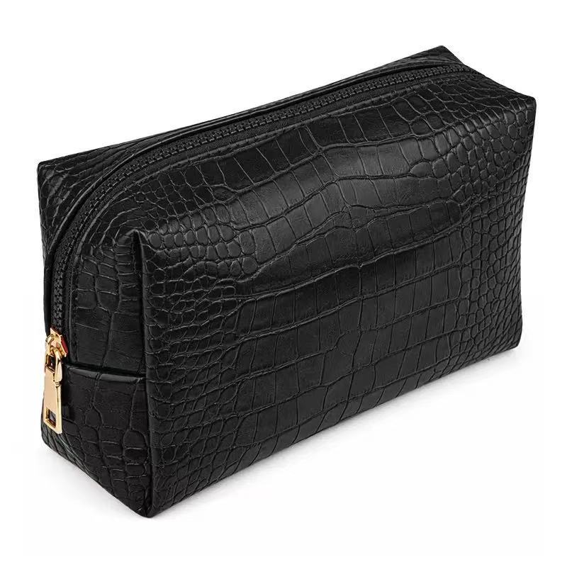 Trousse de maquillage en PU effet crocodile