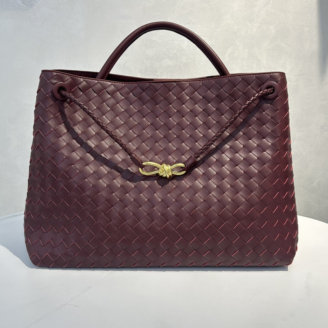 Sac cabas en cuir tressé avec bandoulière