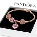 Bracelet à motif marguerite et décor incrusté