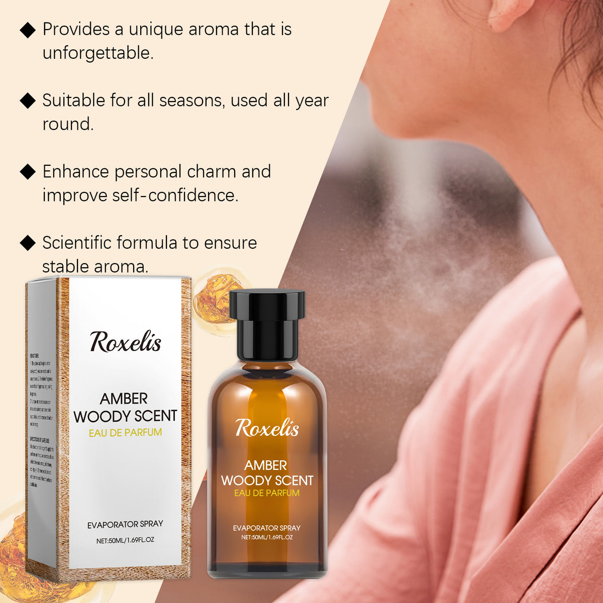 Parfum Roxelis aux notes de bois ambré