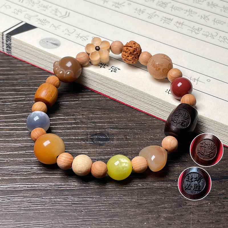Bracelet de prière en graines de bodhi multicolores
