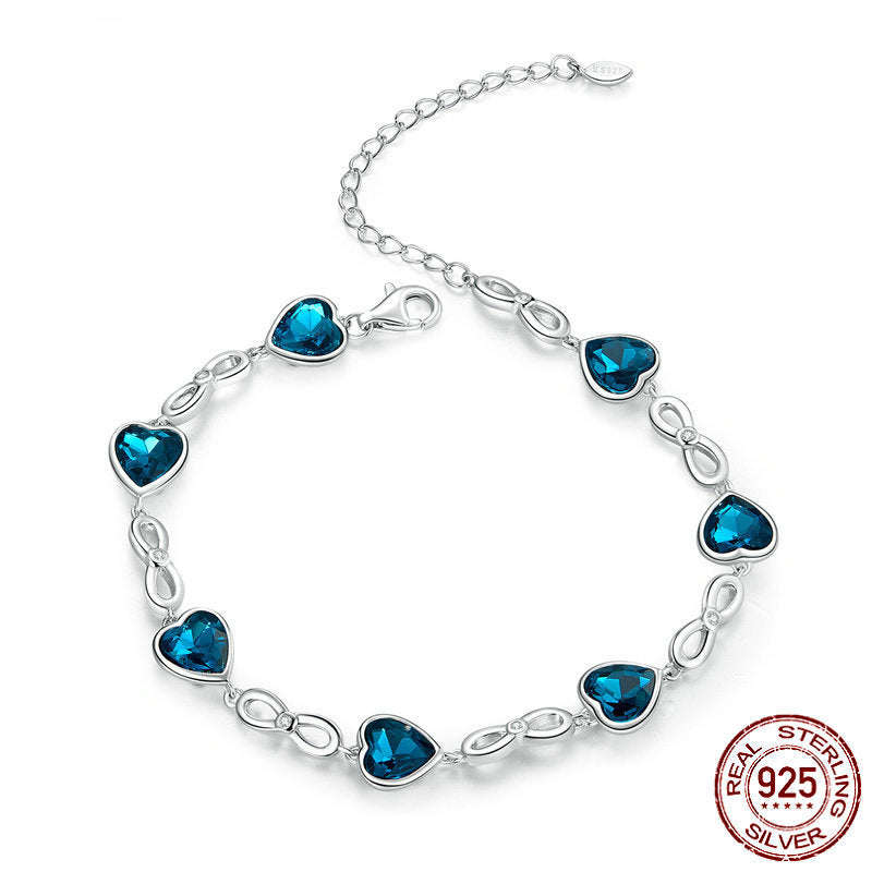 Bracelet Amour en argent 925 avec strass