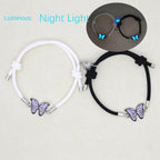 Bracelets pour couple à motif papillon et cœur aimanté