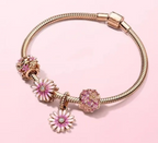 Bracelet à motif marguerite et décor incrusté