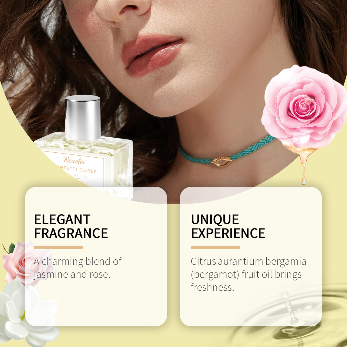 Parfum floral et fruité Roxelis « Dessert fruité »
