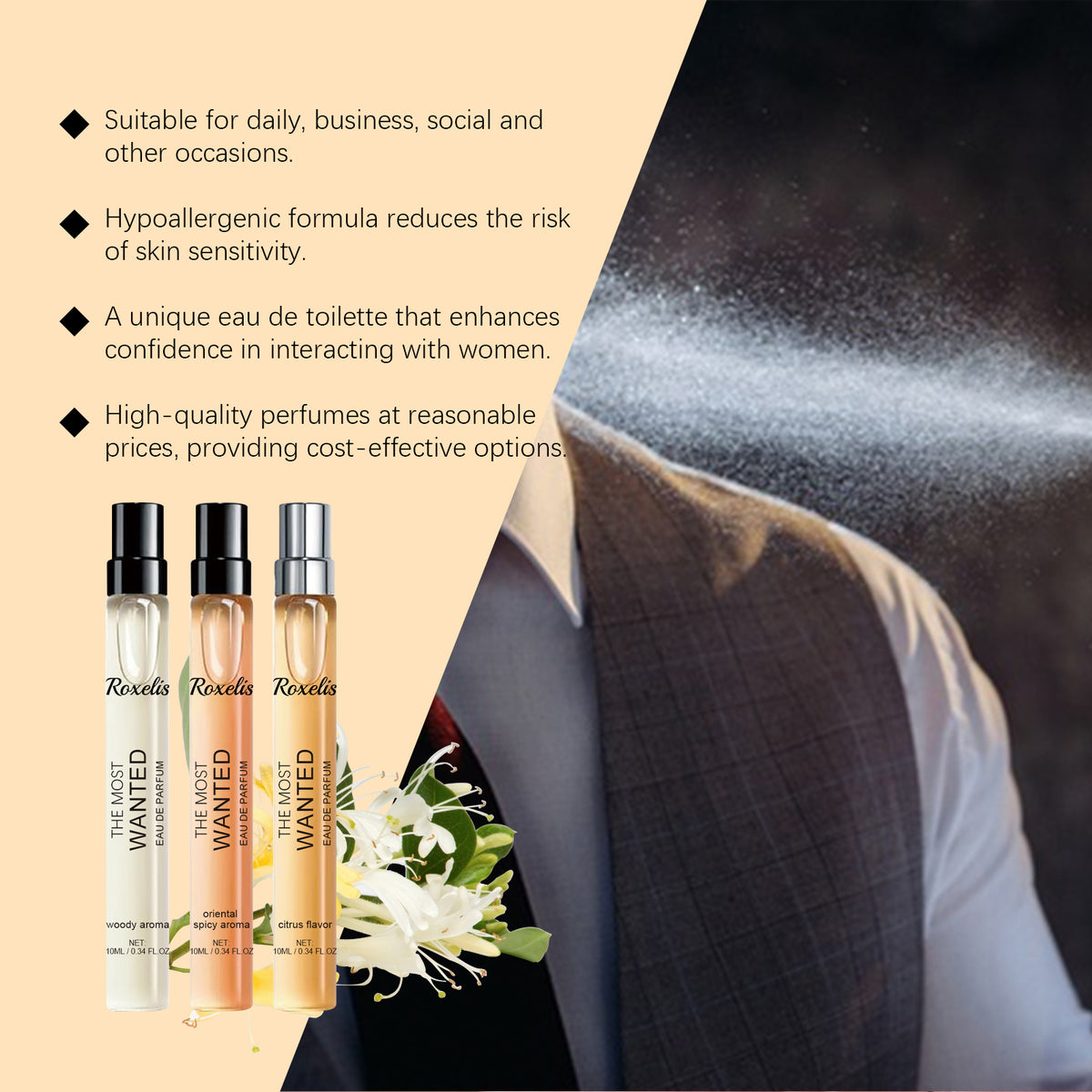 Eau de toilette Roxelis pour homme en vaporisateur