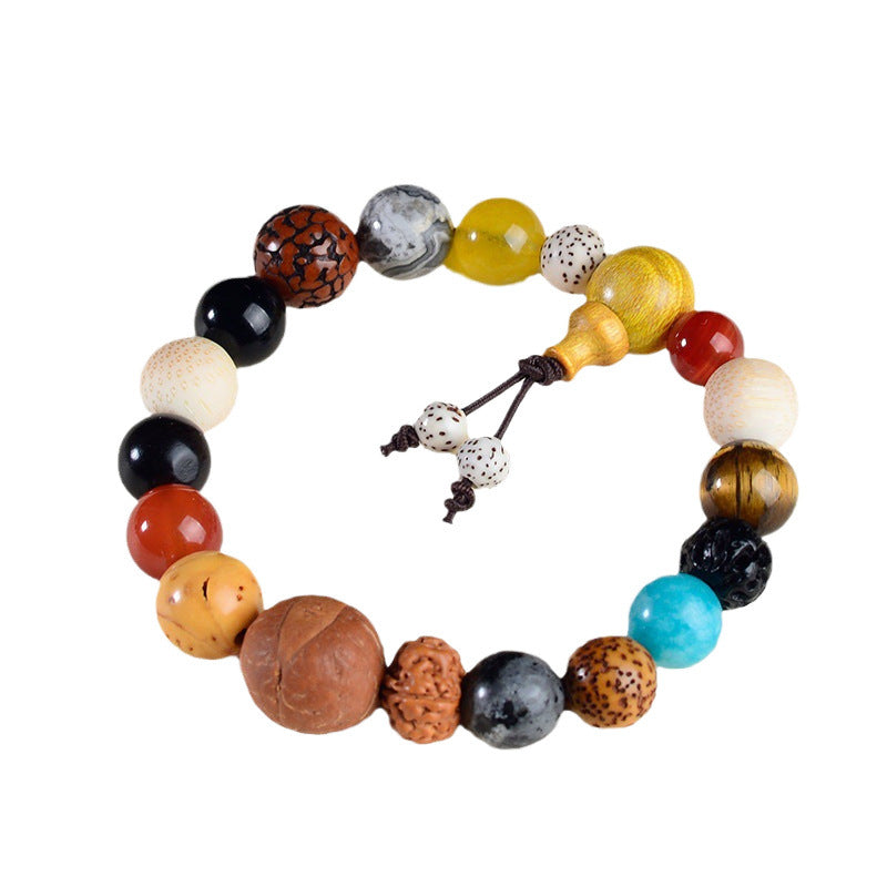 Bracelet de prière en graines de bodhi multicolores