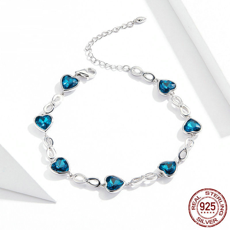 Bracelet Amour en argent 925 avec strass