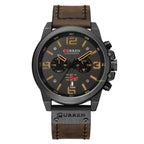Montre à quartz pour homme avec bracelet en cuir, cadran de 47 mm