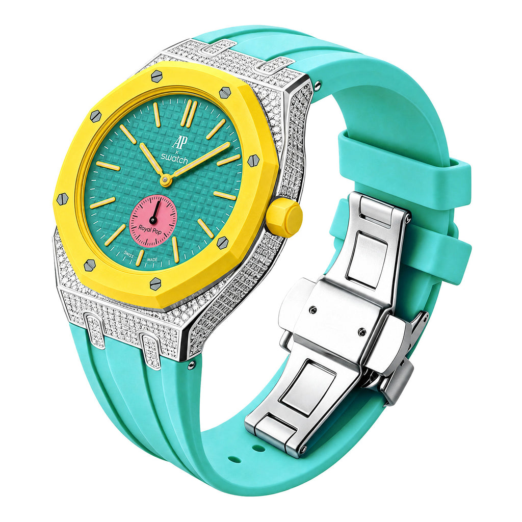Ensemble boîtier de montre à strass et bracelet en silicone
