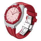 Ensemble boîtier de montre à strass et bracelet en silicone