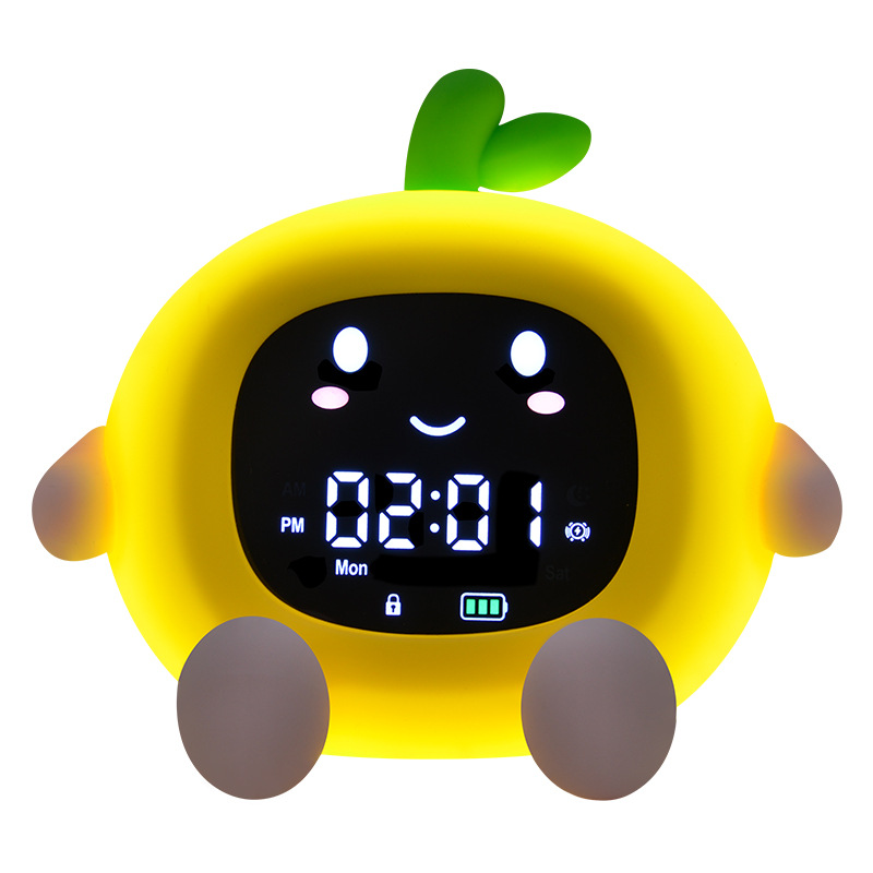 Réveil-veilleuse Litchi rechargeable, rose ou jaune
