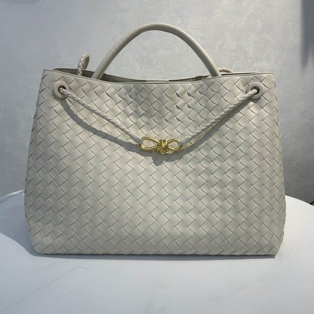 Sac cabas en cuir tressé avec bandoulière