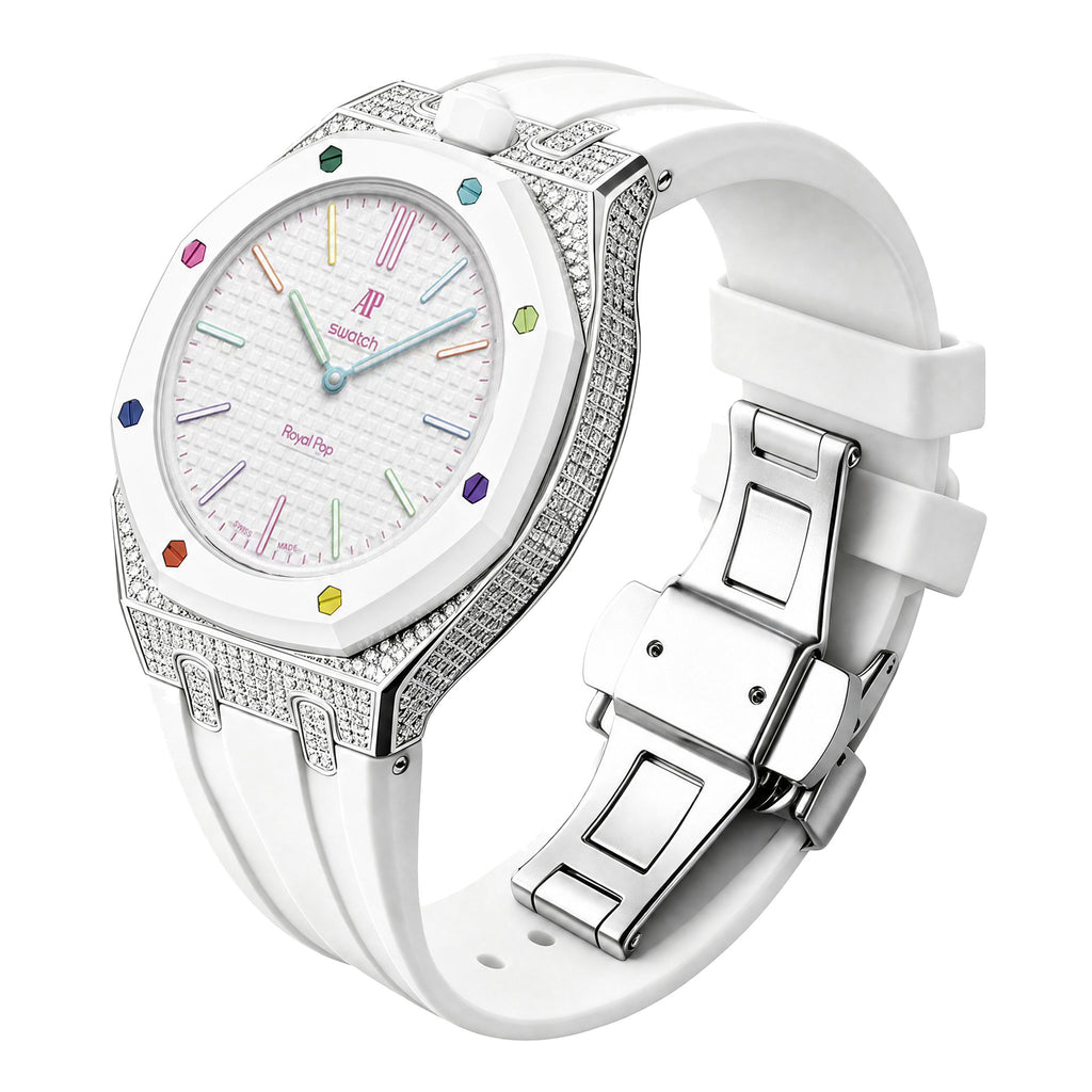 Ensemble boîtier de montre à strass et bracelet en silicone