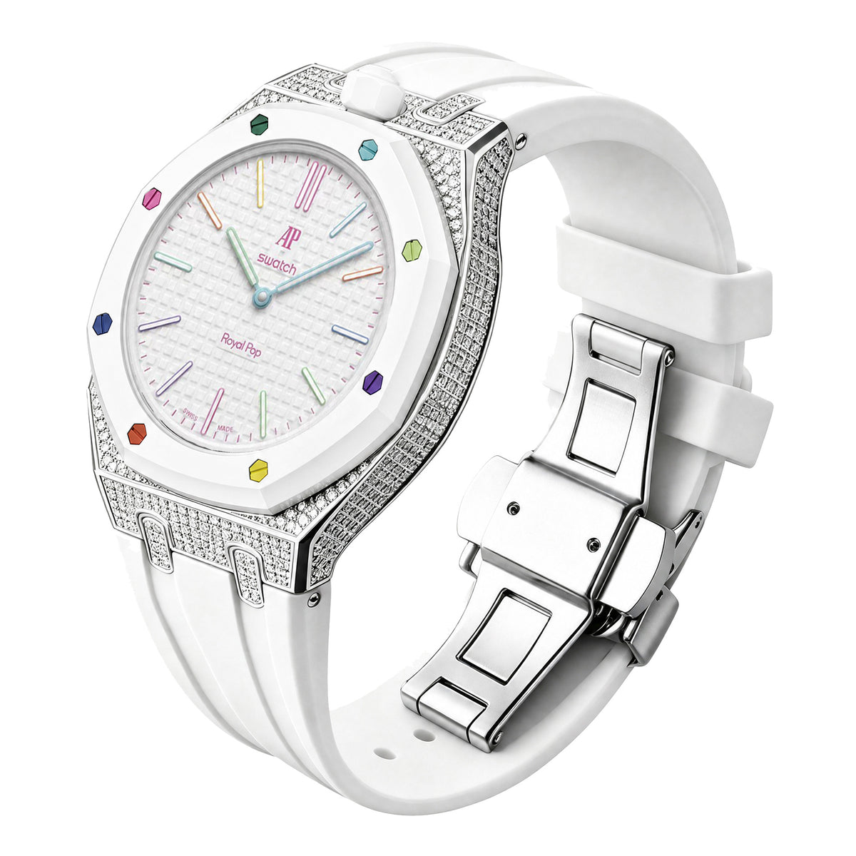 Ensemble boîtier de montre à strass et bracelet en silicone