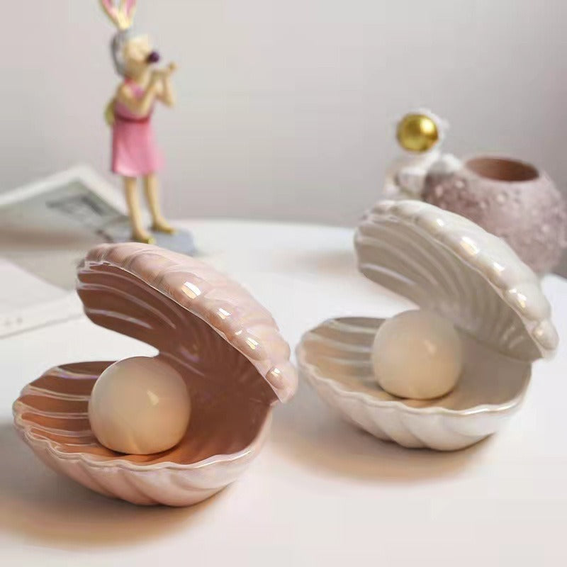 Creative Shell Night Light Bedroom Headlight Nordic Internet Celebrity Girl Heart Dream Pearl Ceramic Light Desktop Decoration - BOSSOUASHOP