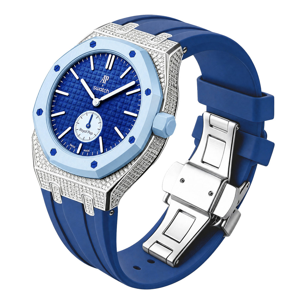 Ensemble boîtier de montre à strass et bracelet en silicone