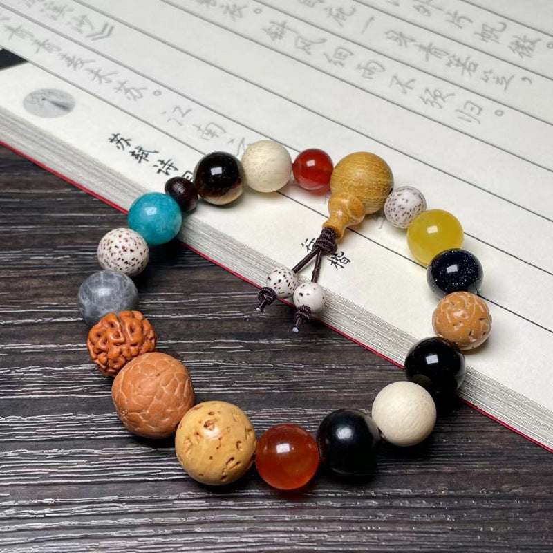 Bracelet de prière en graines de bodhi multicolores