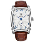 Montre pour homme avec bracelet en cuir véritable, cadran de 37 mm