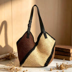 Sac d’épaule en papier tissé à rayures multicolores