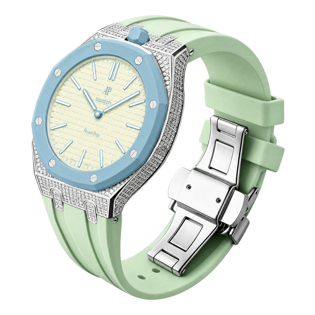 Ensemble boîtier de montre à strass et bracelet en silicone