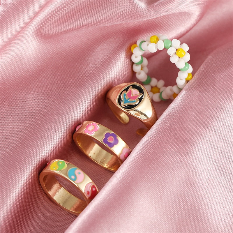 VINTAGE DOUBLE LAYER ENAMEL RING