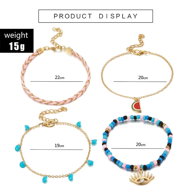 BOHO COLORFUL PEARL ANKLET BRACELETS