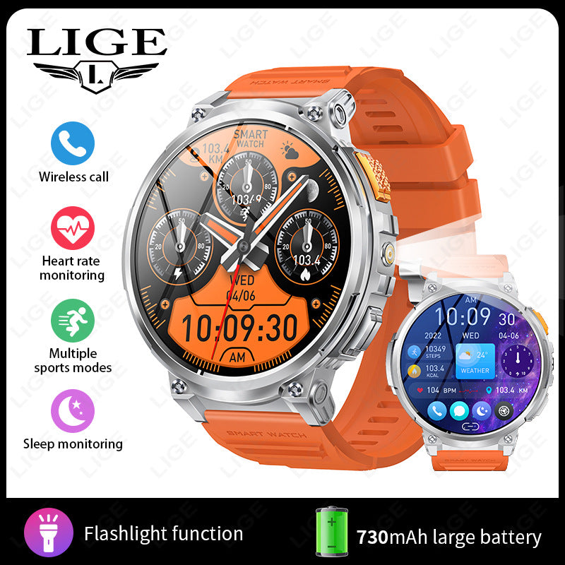 Montre connectée K66 avec lampe torche et appels Bluetooth