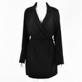 V-NECK SATIN SHIRT DRESS 