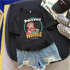CAT NOODLE PRINTED T-SHIRT 