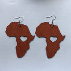 BOUCLES D'OREILLES EN BOIS EN FORME DE CŒUR