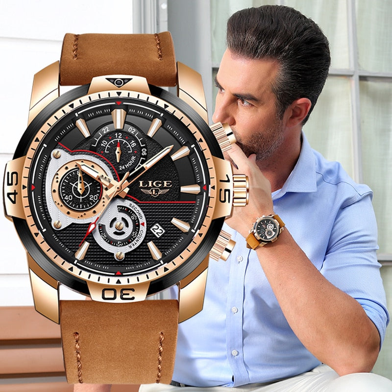 MONTRE TOP MARQUE DE LUXE EN CUIR - BOSSOUASHOP