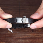 BRACELET EN CUIR EN ACIER INOXYDABLE POUR HOMMES