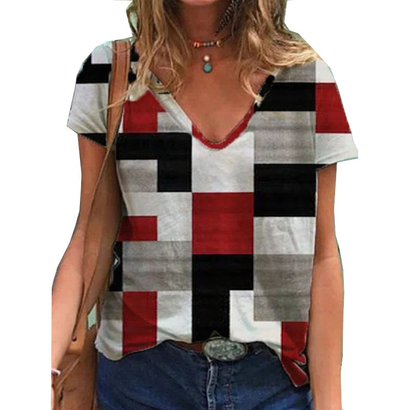 T-SHIRT IMPRIMÉ À COL V