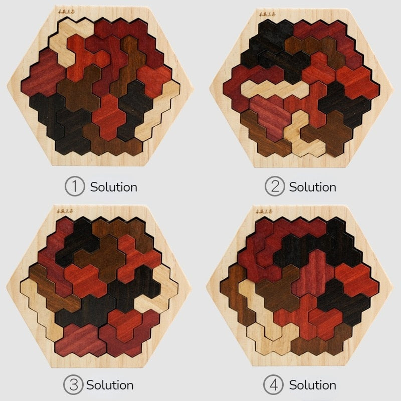 PUZZLE HEXAGONAL EN BOIS
