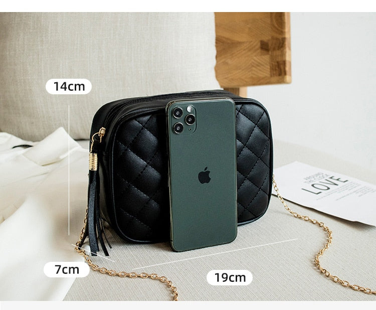 SMALL MESSENGER BAG WITH TASSELS
