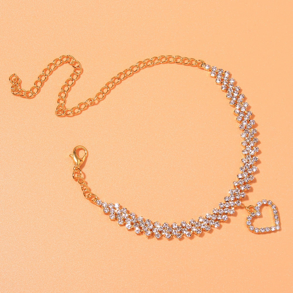 BRACELET DE CHEVILLE EN STRASS - BOSSOUASHOP