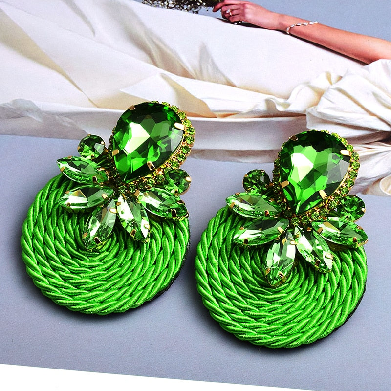 BOUCLES D'OREILLES RONDES EN CRISTAL COLORÉ