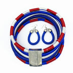ENSEMBLE DE BIJOUX , BOUCLES D'OREILLES ET COLLIERS MULTICOUCHES TISSÉ - BOSSOUASHOP