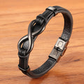 BRACELET EN CUIR EN ACIER INOXYDABLE POUR HOMMES