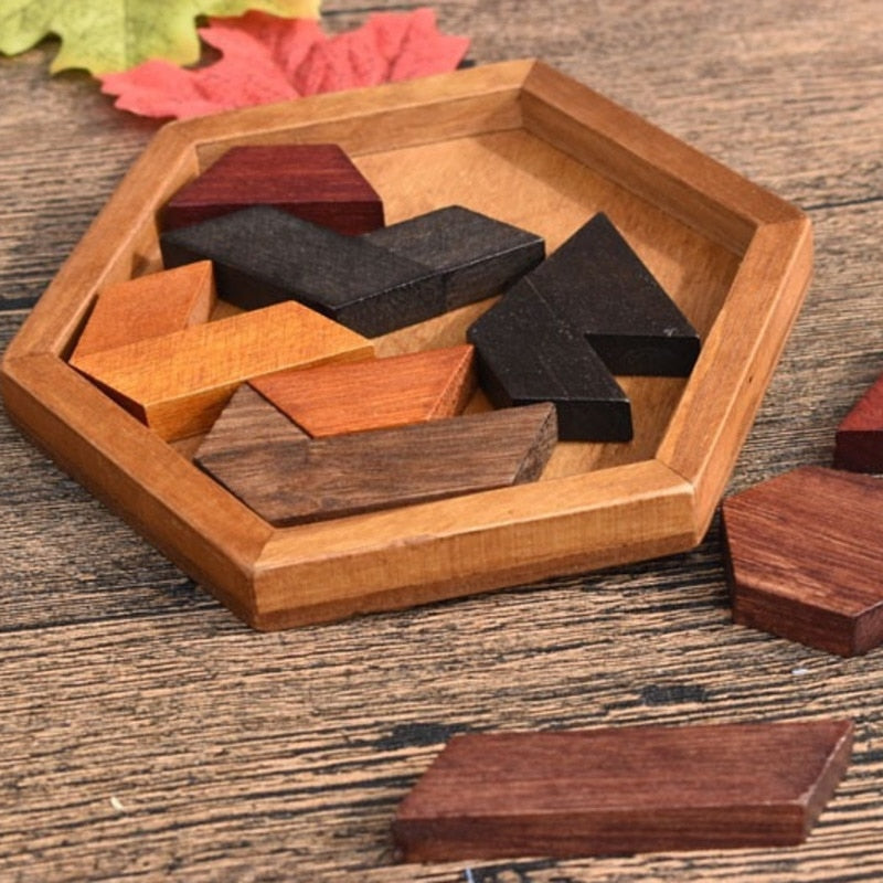 PUZZLE HEXAGONAL EN BOIS