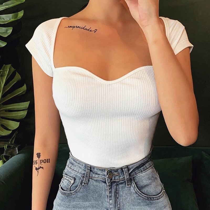 WHITE COTTON SHORT SLEEVE TOP 