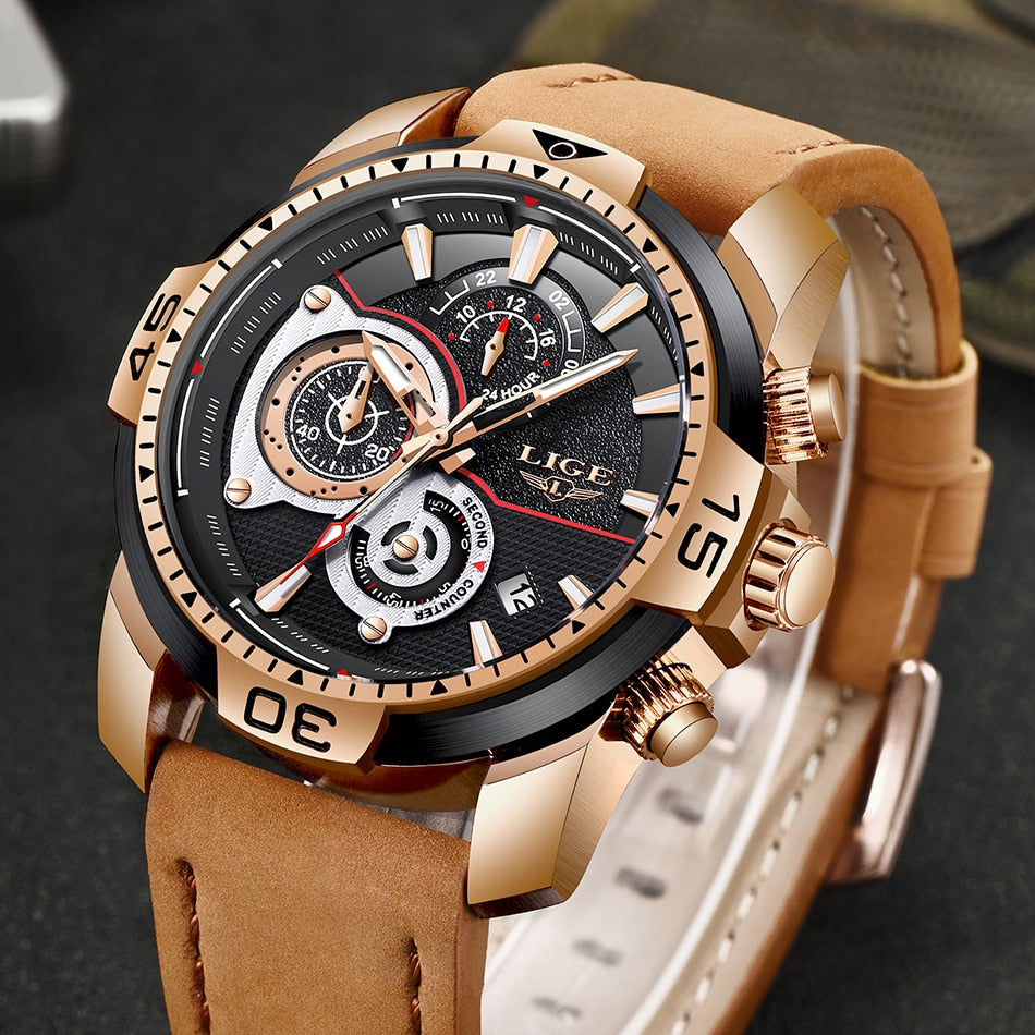 MONTRE TOP MARQUE DE LUXE EN CUIR - BOSSOUASHOP