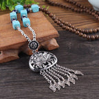 LONG PEARL PENDANT AND NECKLACE IN MALA WOOD 