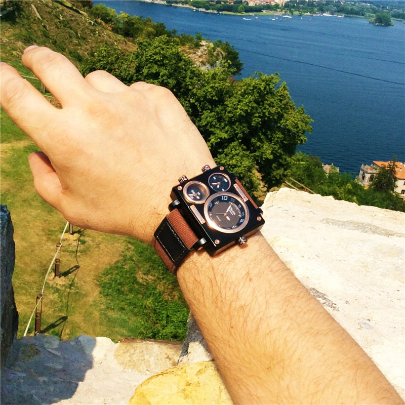 MONTRE SPORT  À QUARTZ AVEC BRACELET EN TOILE POUR HOMMES