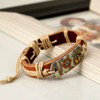BRACELET HIPPIE RETRO EN CUIR FAIT À LA MAIN