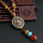 LONG PEARL PENDANT AND NECKLACE IN MALA WOOD 