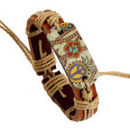 BRACELET HIPPIE RETRO EN CUIR FAIT À LA MAIN
